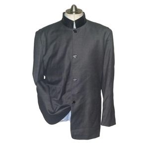 MASATOMO JAPAN Steampunk CASHMERE PYTHON snake Nehru collar jacket coat 3XL